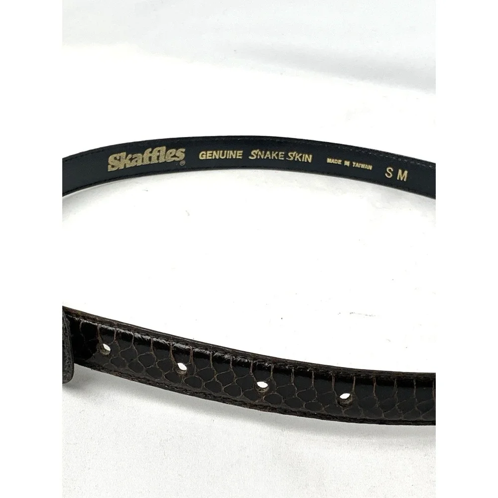 Skaffles‎ Genuine Snakeskin Belt Small Brown Skinny 3/4